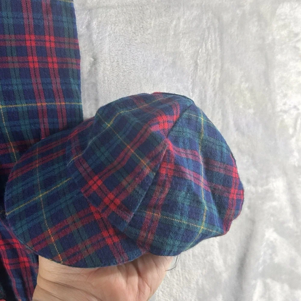 Vtg Good Lad Of Philadelphia Tartan Plaid‎ Flannel Romper Size 6-9 Months W/Hat